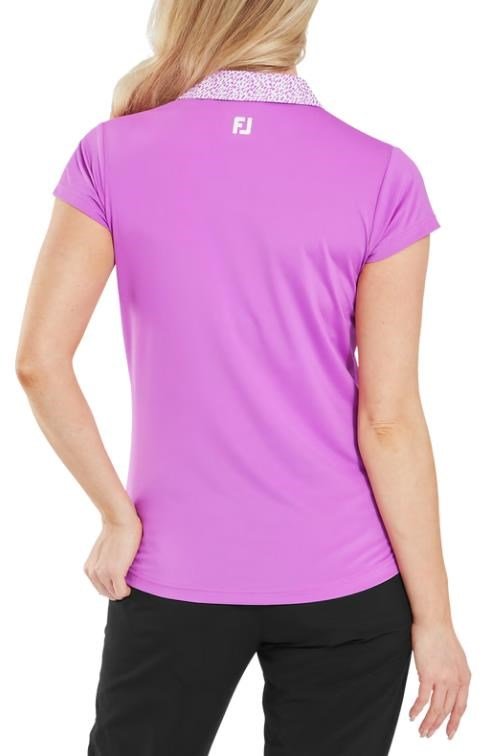 FootJoy Cap Sleeve Print Trim Lisle dam polo, berry/berry