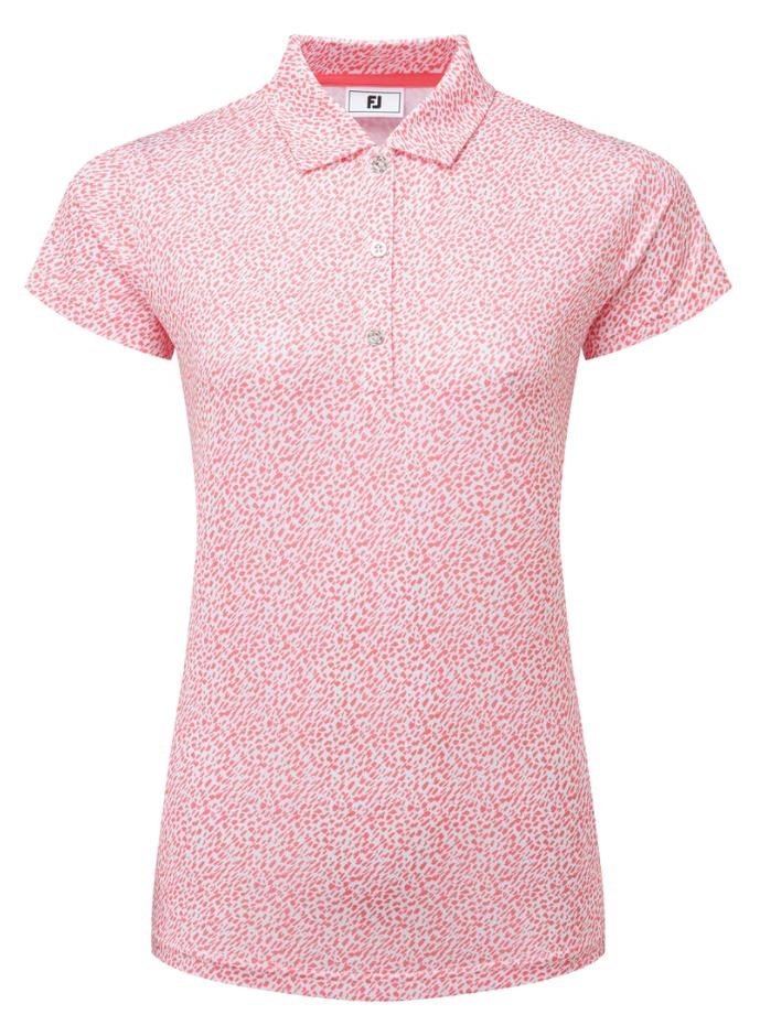 FootJoy Animal Print Cap Sleeve Lisle dampolo, pink lemonade
