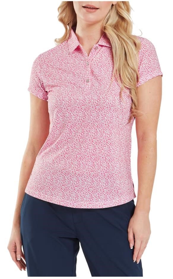 FootJoy Animal Print Cap Sleeve Lisle dampolo, pink lemonade