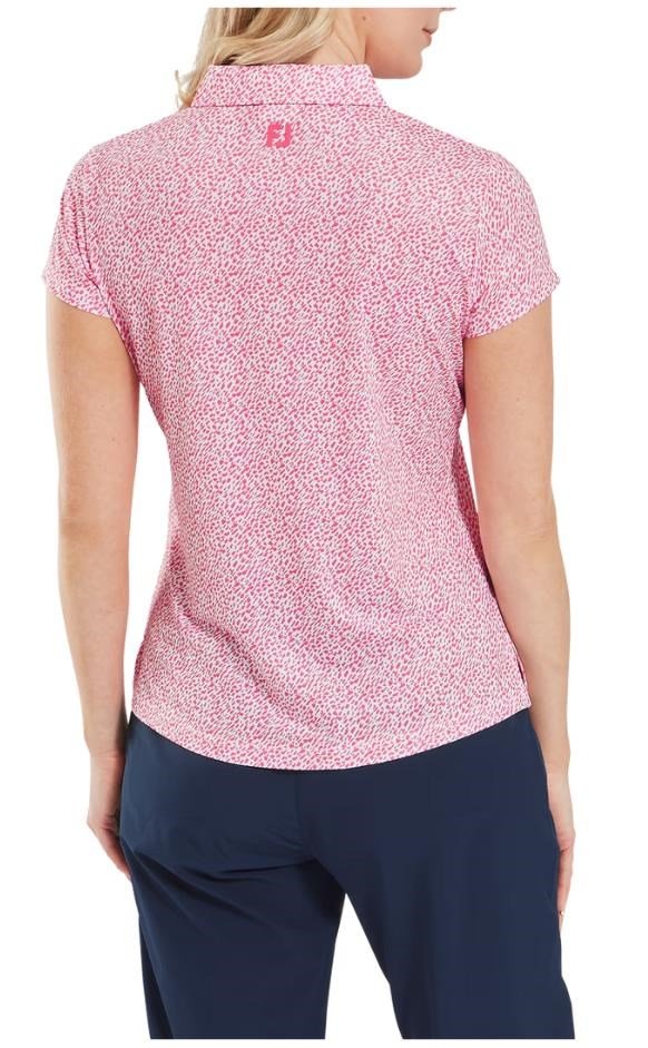 FootJoy Animal Print Cap Sleeve Lisle dampolo, pink lemonade