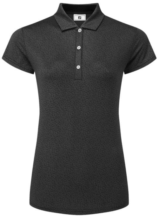 FootJoy Animal Print Cap Sleeve Lisle dam polo, svart
