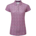 FootJoy Animal Print Cap Sleeve dam polo, white/berry/black