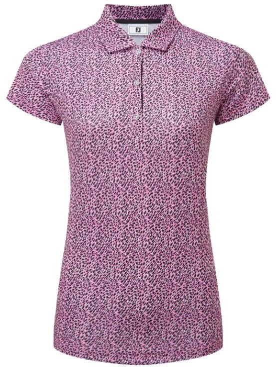 FootJoy Animal Print Cap Sleeve dam polo, white/berry/black