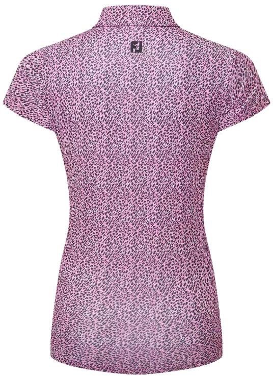 FootJoy Animal Print Cap Sleeve dam polo, white/berry/black