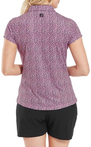 FootJoy Animal Print Cap Sleeve dam polo, white/berry/black