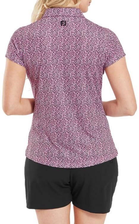 FootJoy Animal Print Cap Sleeve dam polo, white/berry/black