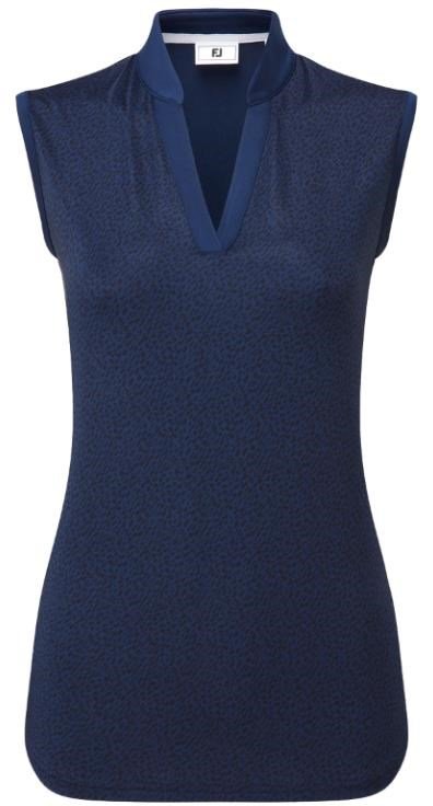 FootJoy Animal Print Sleeveless Lisle dam polo, navy