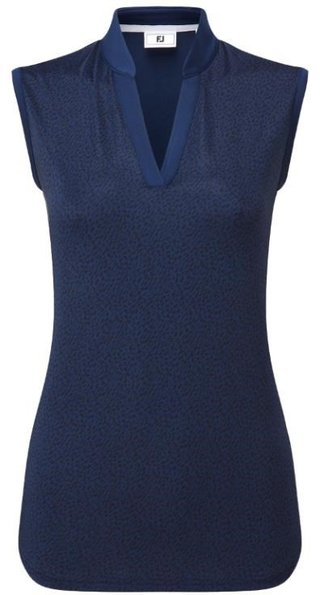 FootJoy Animal Print Sleeveless Lisle dam polo, navy