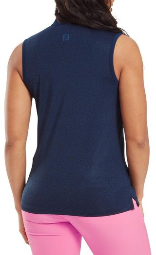 FootJoy Animal Print Sleeveless Lisle dam polo, navy