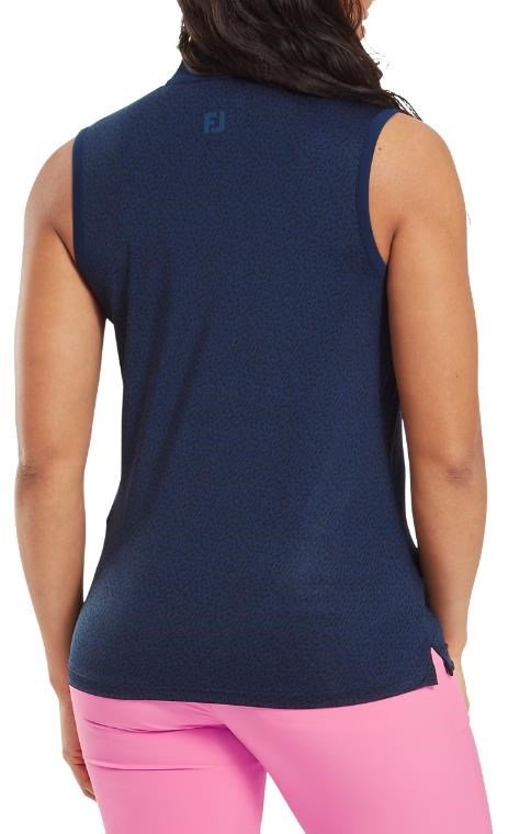 FootJoy Animal Print Sleeveless Lisle dam polo, navy