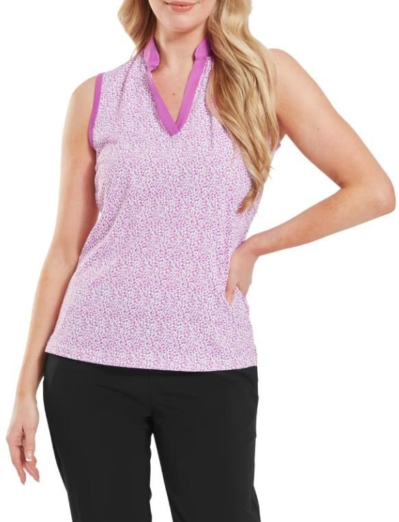 FootJoy Animal Print Sleeveless dampolo, berry