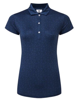 FootJoy Painted Floral Cap Sleeve Lisle dam polo, navy