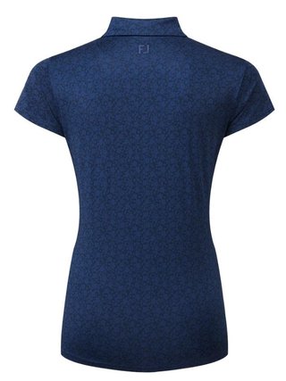 FootJoy Painted Floral Cap Sleeve Lisle dam polo, navy