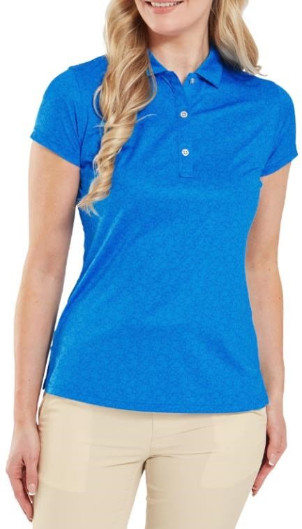 FootJoy Painted Floral Cap Sleeve Lisle dampolo, kobolt