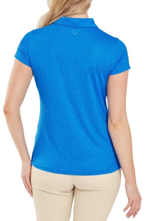 FootJoy Painted Floral Cap Sleeve Lisle dampolo, kobolt