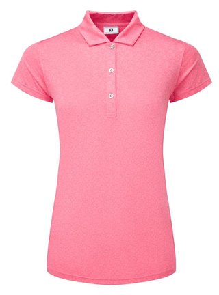 FootJoy Painted Floral Cap Sleeve Lisle dampolo, pink lemonade