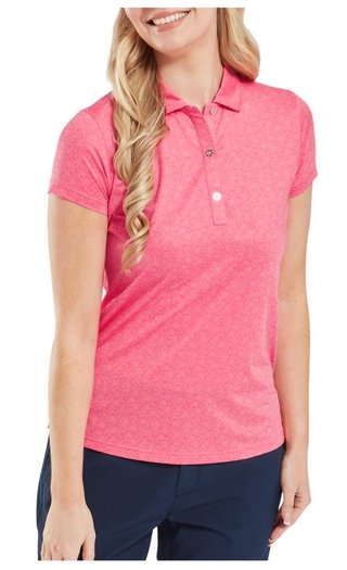 FootJoy Painted Floral Cap Sleeve Lisle dampolo, pink lemonade