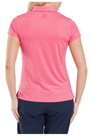 FootJoy Painted Floral Cap Sleeve Lisle dampolo, pink lemonade