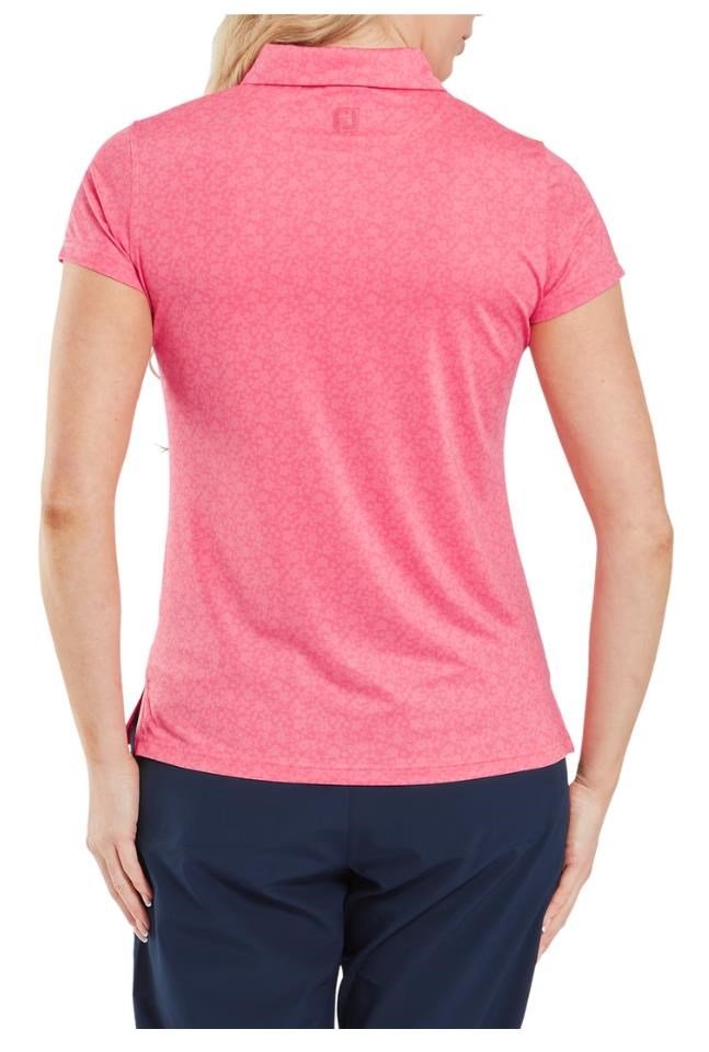 FootJoy Painted Floral Cap Sleeve Lisle dampolo, pink lemonade