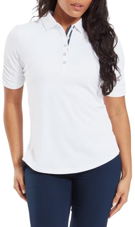 FootJoy Half Sleeve Ruched Lisle dampolo, vit