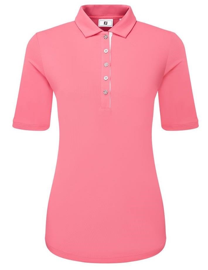 FootJoy Half Sleeve Ruched Lisle dampolo, pink lemonade