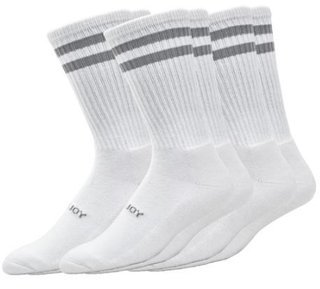 FootJoy ComfortSof Crew herrsockor, vit/grå ränder (3 par)