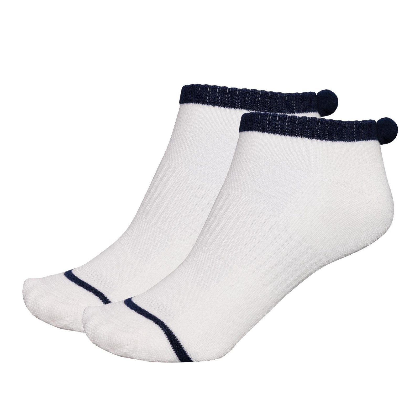 FootJoy ProDry Pom-Pom damstrumpor, vit/marinblå