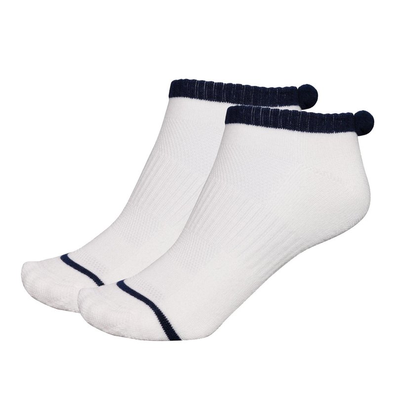 FootJoy ProDry Pom-Pom damstrumpor, vit/marinblå