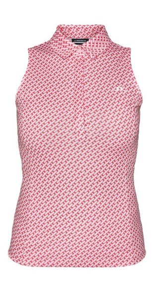 J.Lindeberg Dena Print ärmlös dam polo, tour geo pink
