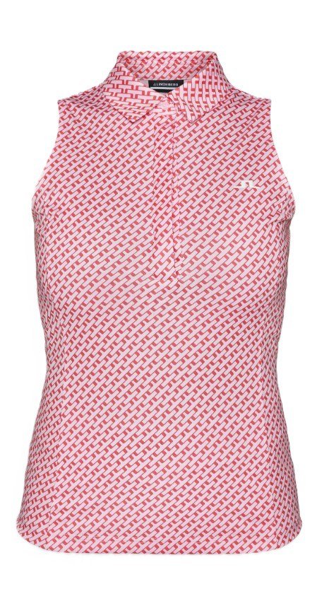 J.Lindeberg Dena Print ärmlös dam polo, tour geo pink