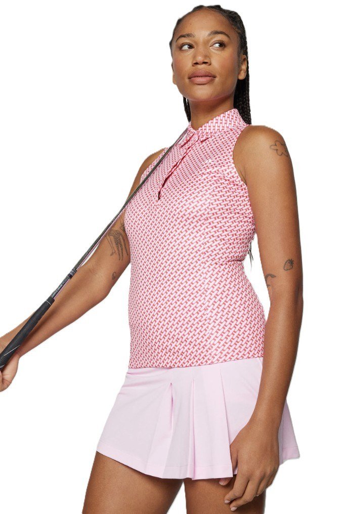 J.Lindeberg Dena Print ärmlös dam polo, tour geo pink