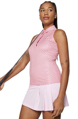 J.Lindeberg Dena Print ärmlös dam polo, tour geo pink