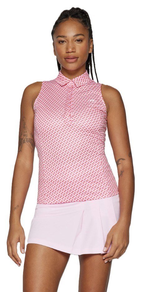 J.Lindeberg Dena Print ärmlös dam polo, tour geo pink
