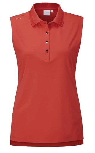 PING Solene sleeveless dam polo, rich red