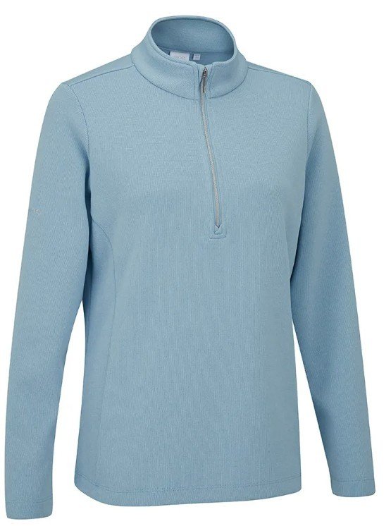 PING Lyla half zip ribbed dam fleece, himmelsblå marl