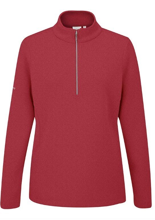 PING Lyla Half Zip Ribbed dam fleece, rich red marl