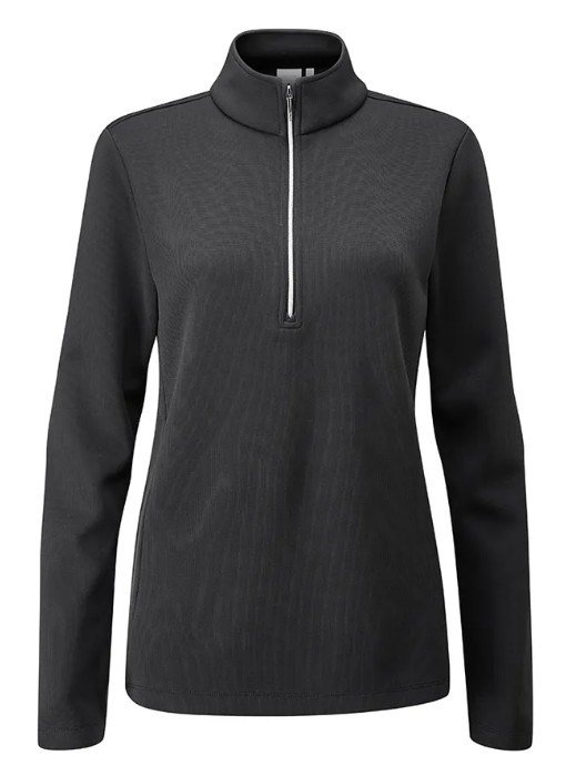 PING Lyla Half Zip Ribbed dam fleece, svart