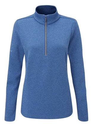 PING Lyla half zip ribbed dam fleece, snorkel blue marl