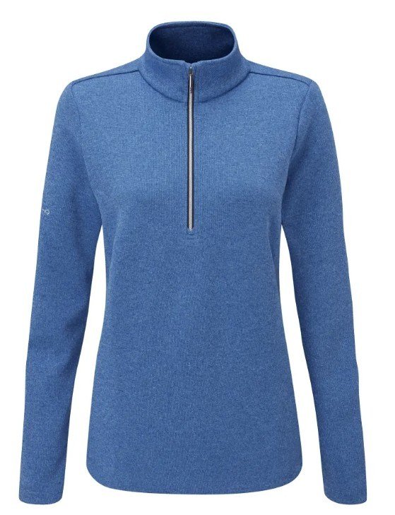 PING Lyla half zip ribbed dam fleece, snorkel blue marl