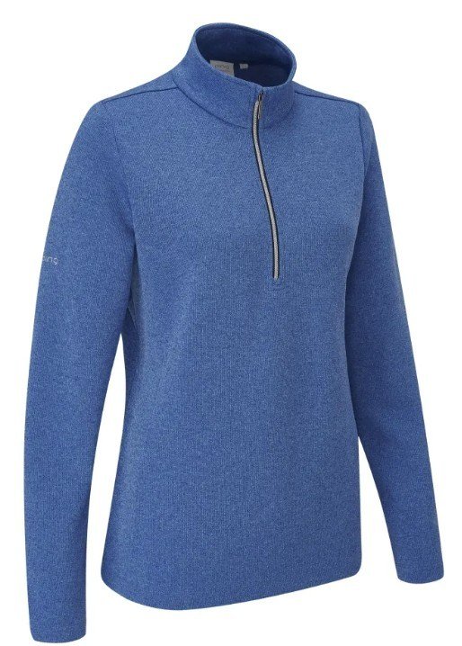 PING Lyla half zip ribbed dam fleece, snorkel blue marl