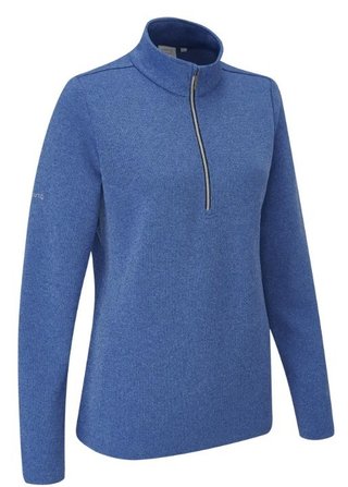 PING Lyla half zip ribbed dam fleece, snorkel blue marl