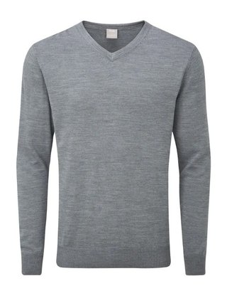 PING Sullivan herr V-ringad tröja, french grey marl