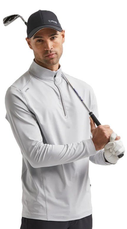 Ping Latham Half Zip herr midlayer, pearl grey