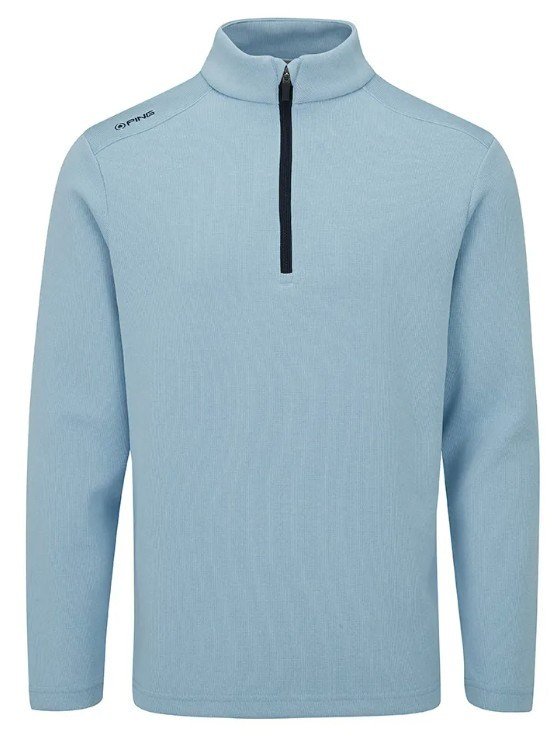 PING Ramsey half zip ribbed fleece herr pullover, sky blue marl