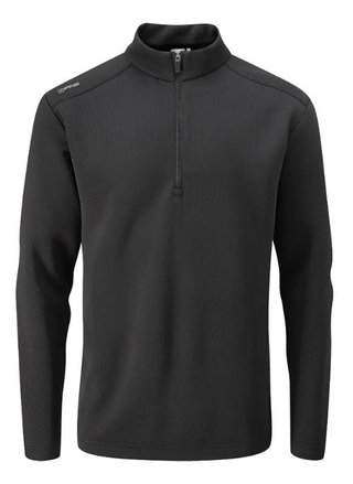 PING Ramsey half zip ribbed fleece herr pullover, svart