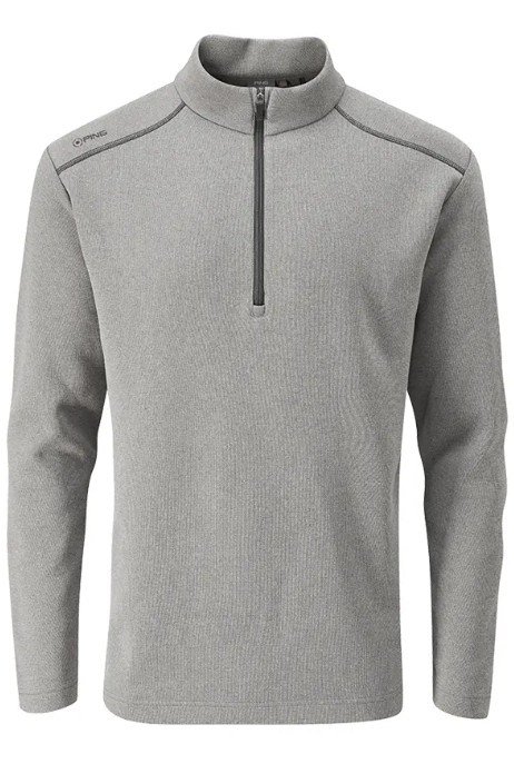 PING Ramsey half zip ribbed fleece herr pullover, ash marl
