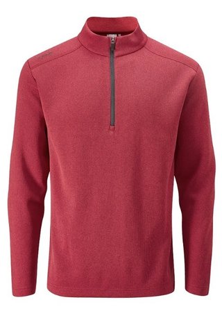 PING Ramsey half zip ribbed fleece herr pullover, röd melange