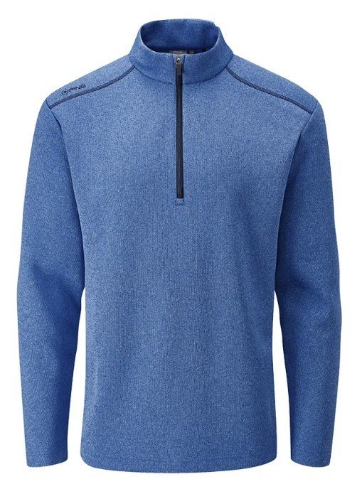 PING Ramsey half zip ribbed fleece herr pullover, snorkel blue marl