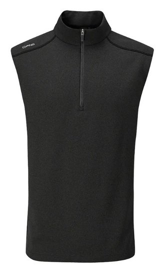 PING Ramsey mens ribbed fleece vest, svart