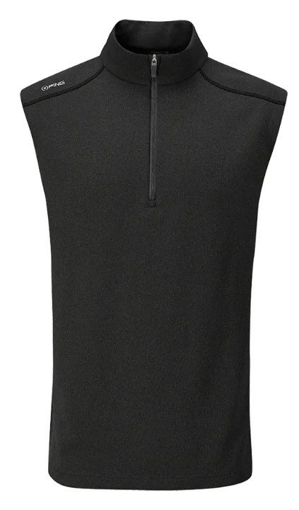 PING Ramsey mens ribbed fleece vest, svart